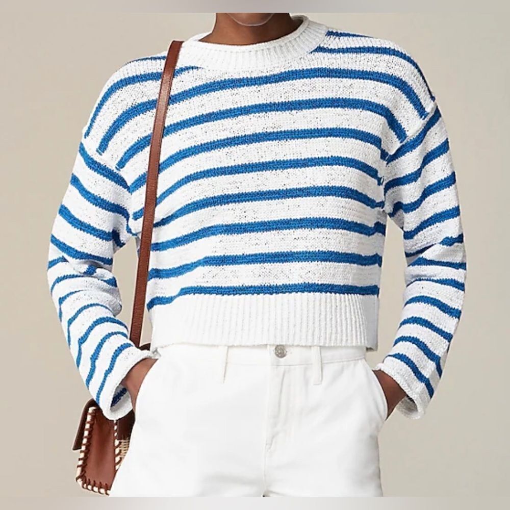J.Crew Textured tie-back Rollneck sweater in stripe NWT Size XS